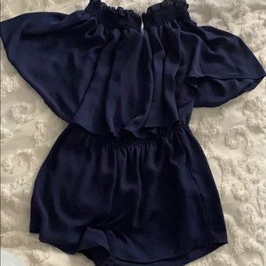 Blue off the shoulder romper